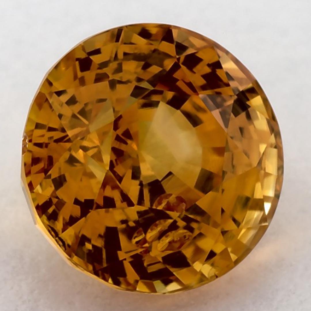 Taille ronde 4.16 Ct Yellow Sapphire Round Loose Gemstone (pierre précieuse en vrac) en vente
