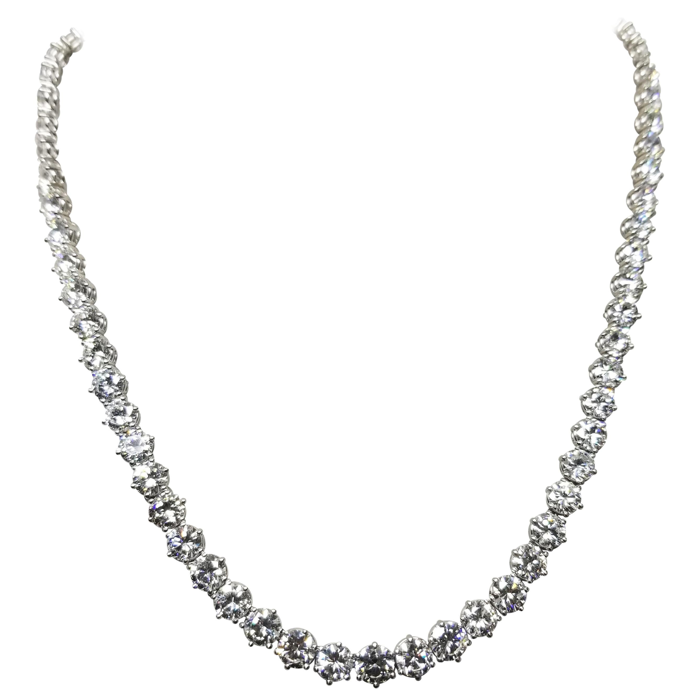 41.65 Carat Diamond "Tennis" Riviera Necklace Set in 18 Karat Gold 