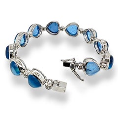 41.67 Carat Aquamarine Round Diamond White Gold Bracelet