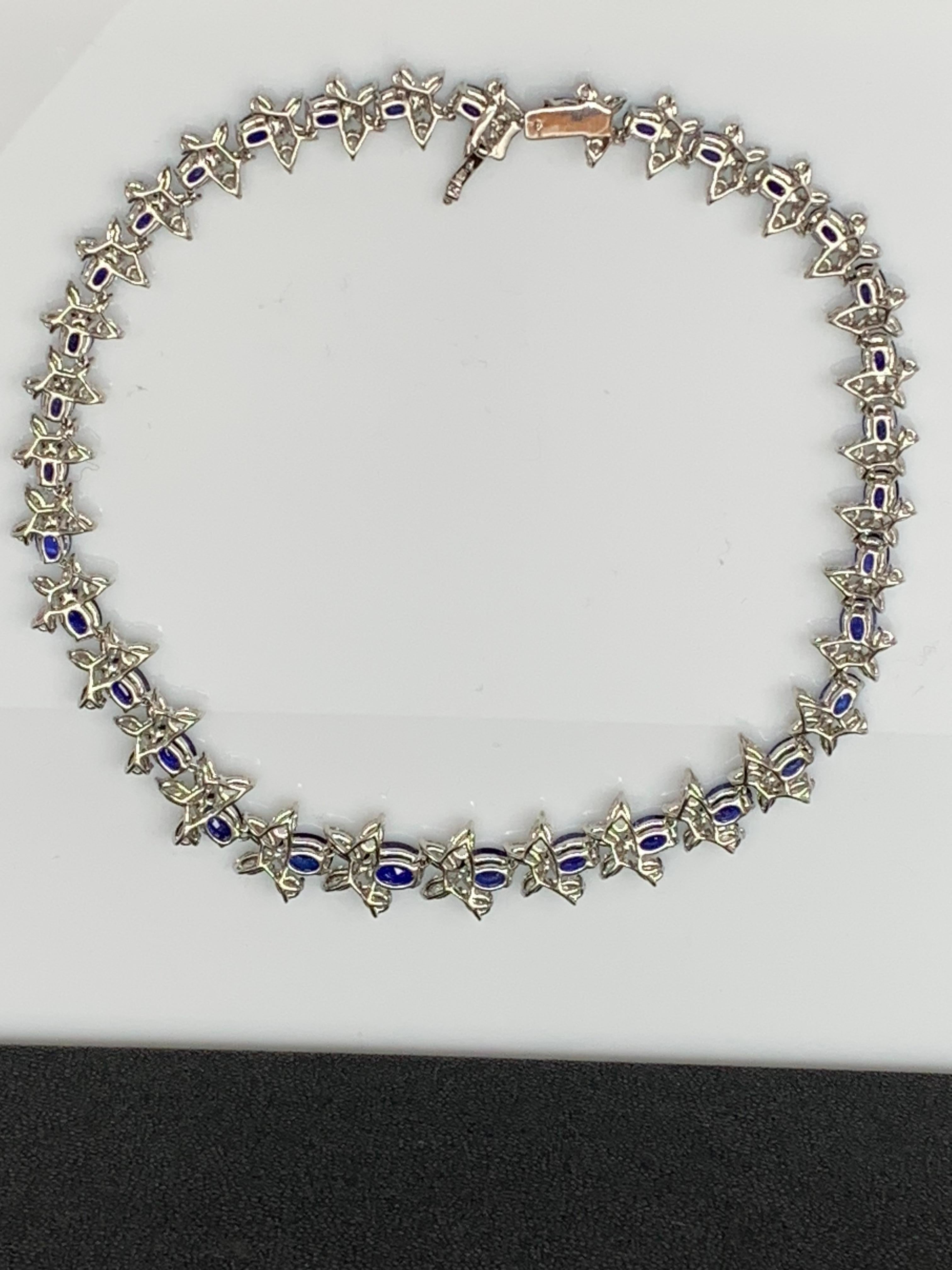 Collana di diamanti e zaffiri blu taglio ovale da 41,68 carati in platino in vendita 10