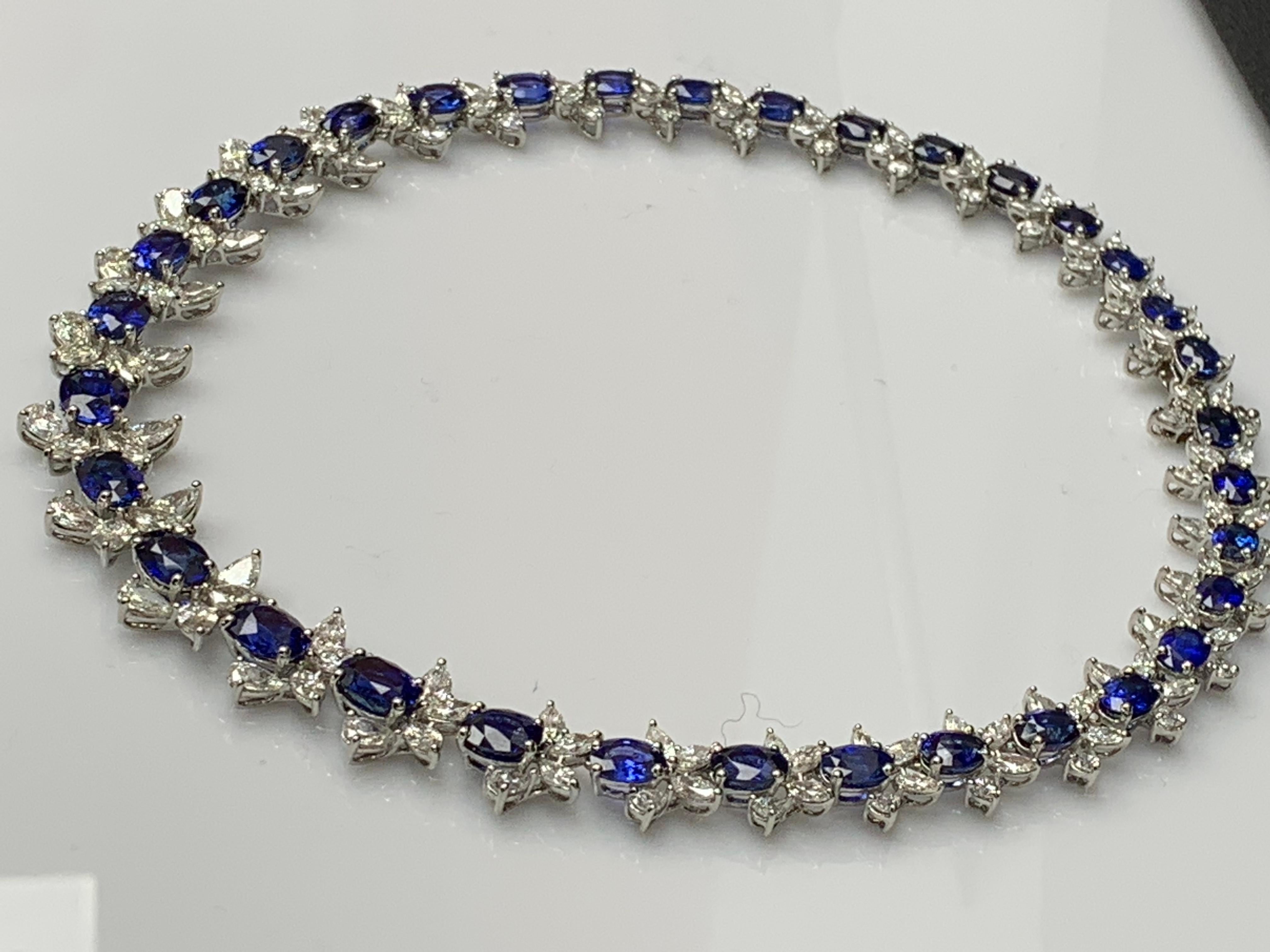 41.68 Carat Oval Cut Blue Sapphire and Diamond Necklace in Platinum For Sale 13