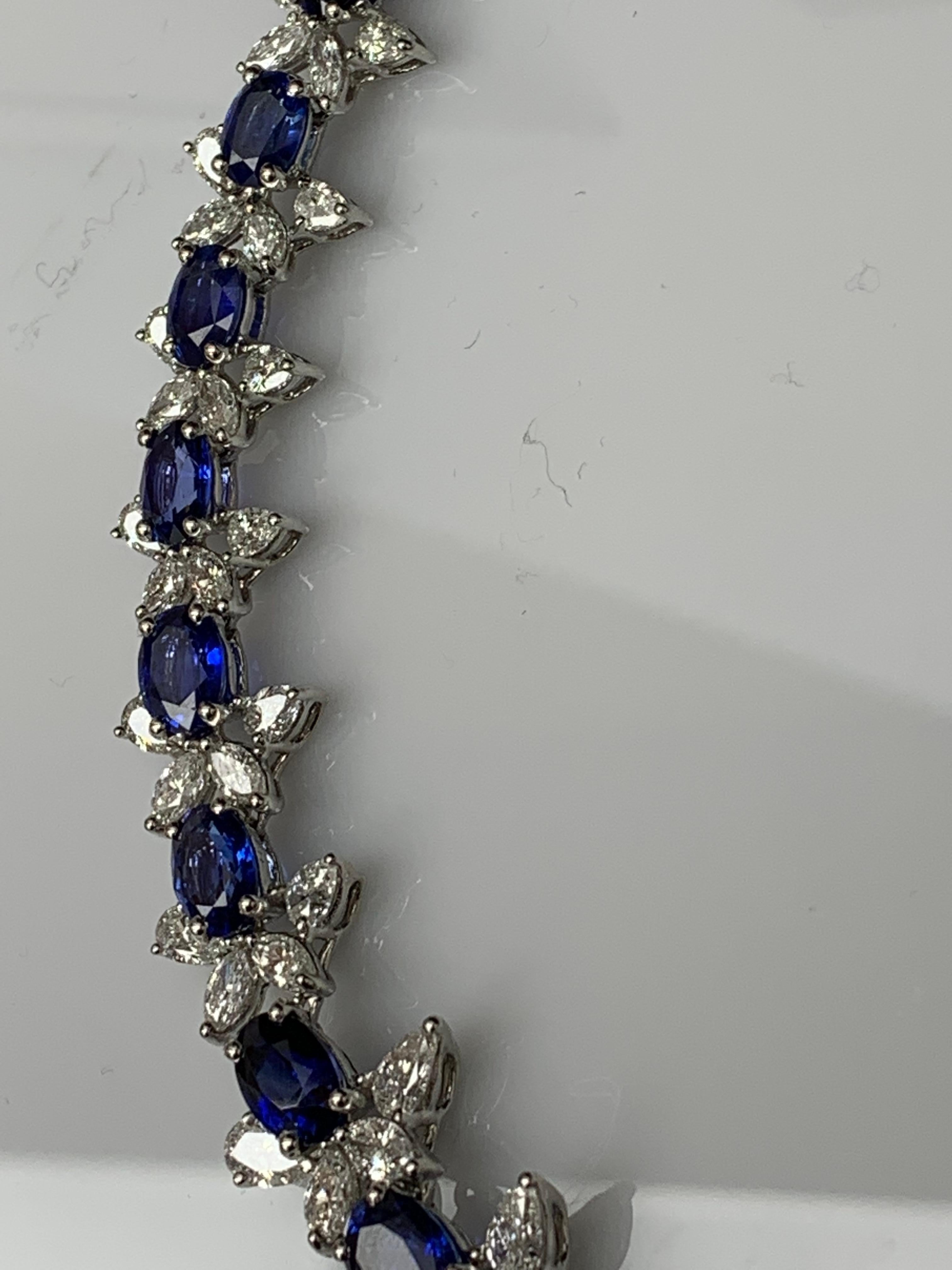41.68 Carat Oval Cut Blue Sapphire and Diamond Necklace in Platinum For Sale 14
