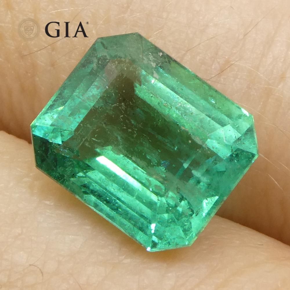 Achteckiger grüner Smaragd im Smaragdschliff, 4,16 Karat, GIA-zertifizierter Zambia (F2) im Angebot 9