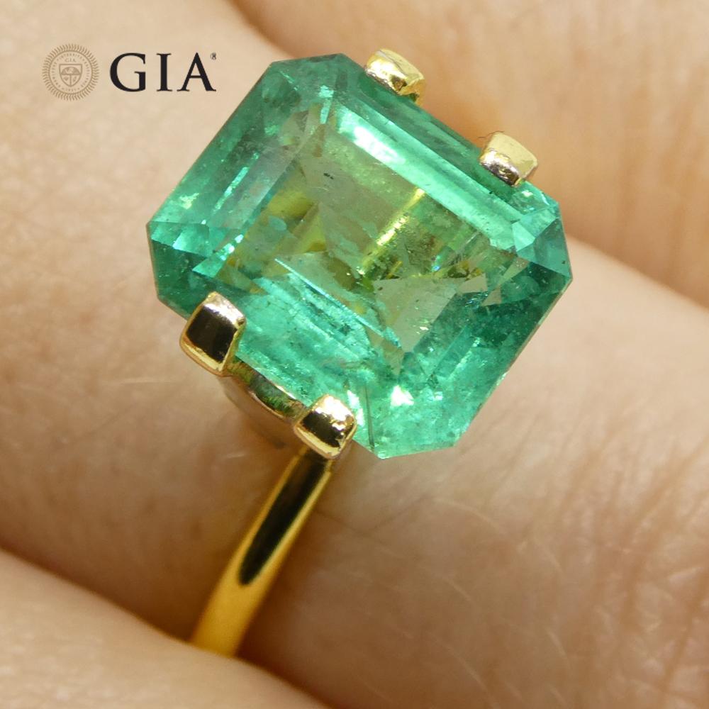 Achteckiger grüner Smaragd im Smaragdschliff, 4,16 Karat, GIA-zertifizierter Zambia (F2) im Angebot 10