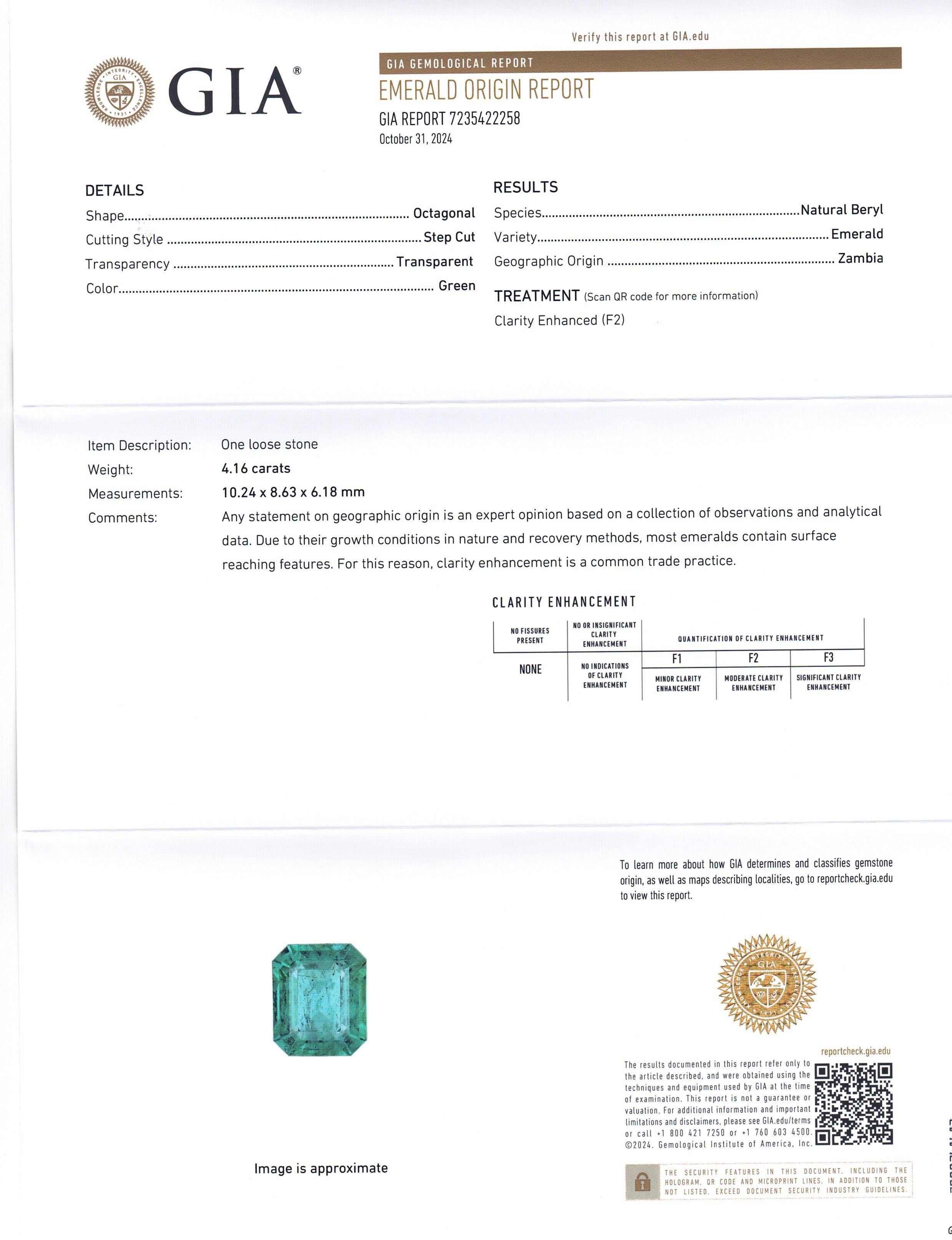 Dies ist ein atemberaubender GIA-zertifizierter Smaragd 


Der GIA-Bericht lautet wie folgt:

GIA-Berichtsnummer: 7235422258
Die Form: Achteckig
Schnittstil: Stufenschnitt
Schnittart: Krone: 
Schnittstil: Pavillon: 
Transparenz: Durchsichtig
Farbe: