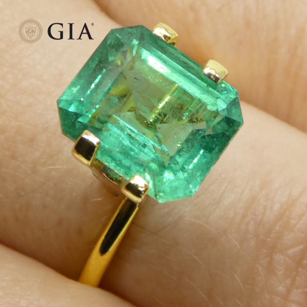 Achteckiger grüner Smaragd im Smaragdschliff, 4,16 Karat, GIA-zertifizierter Zambia (F2) im Zustand „Neu“ im Angebot in Toronto, Ontario