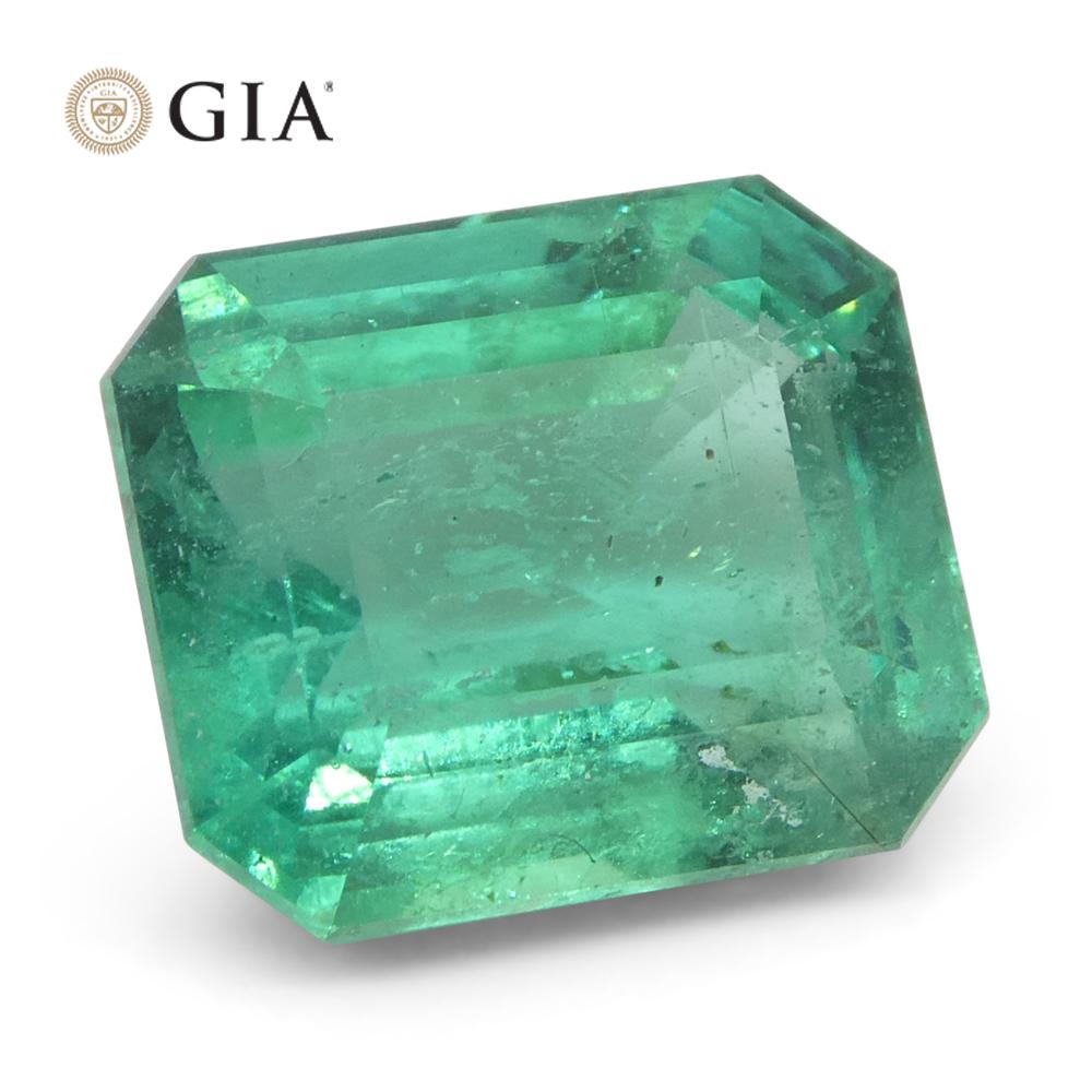 Achteckiger grüner Smaragd im Smaragdschliff, 4,16 Karat, GIA-zertifizierter Zambia (F2) für Damen oder Herren im Angebot