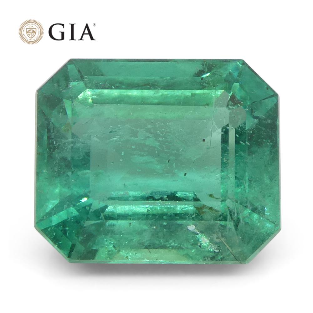 Achteckiger grüner Smaragd im Smaragdschliff, 4,16 Karat, GIA-zertifizierter Zambia (F2) im Angebot 1