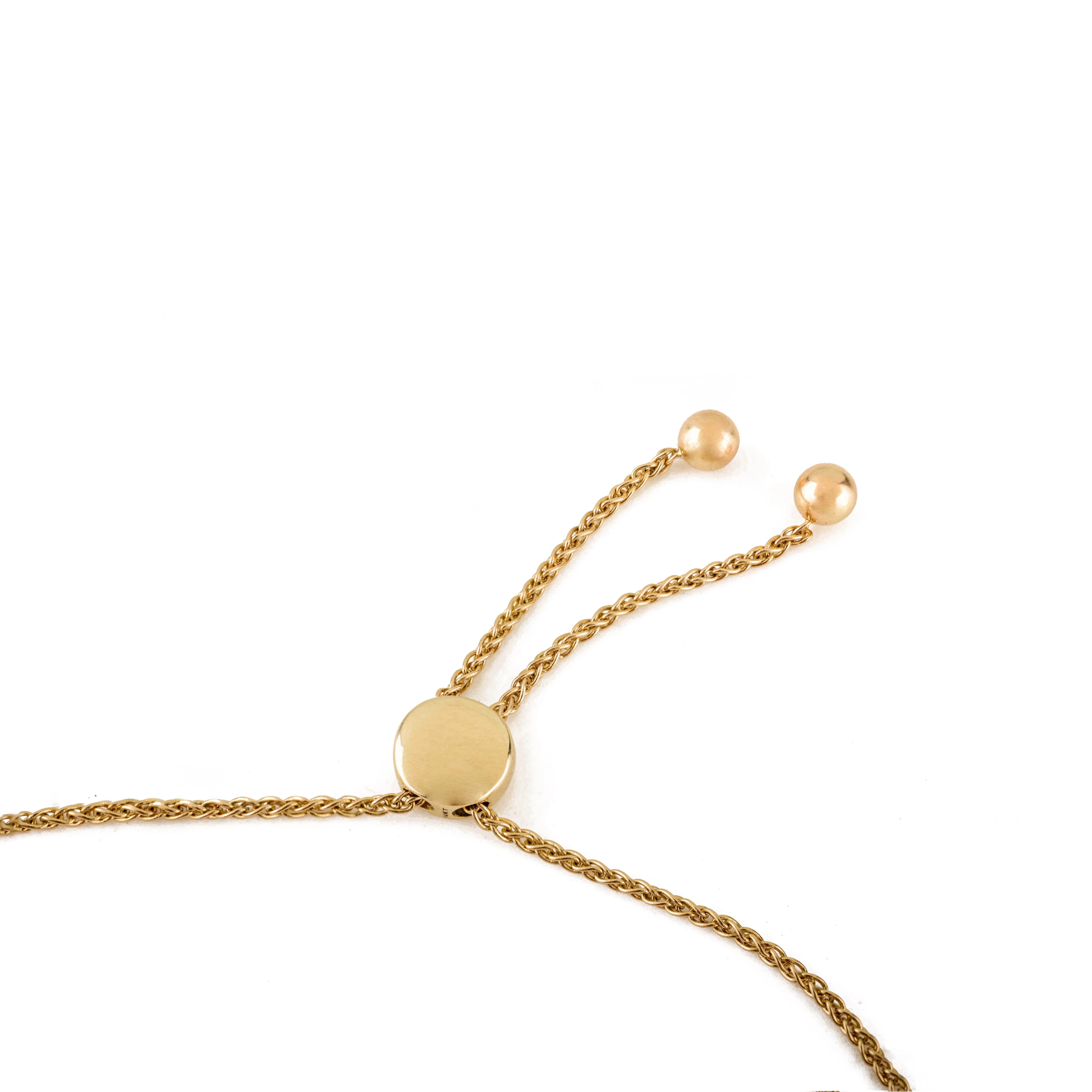 Bracciale Bolo regolabile con diamanti e rubini rotondi da 4,16 carati in oro giallo 14 carati in vendita 3