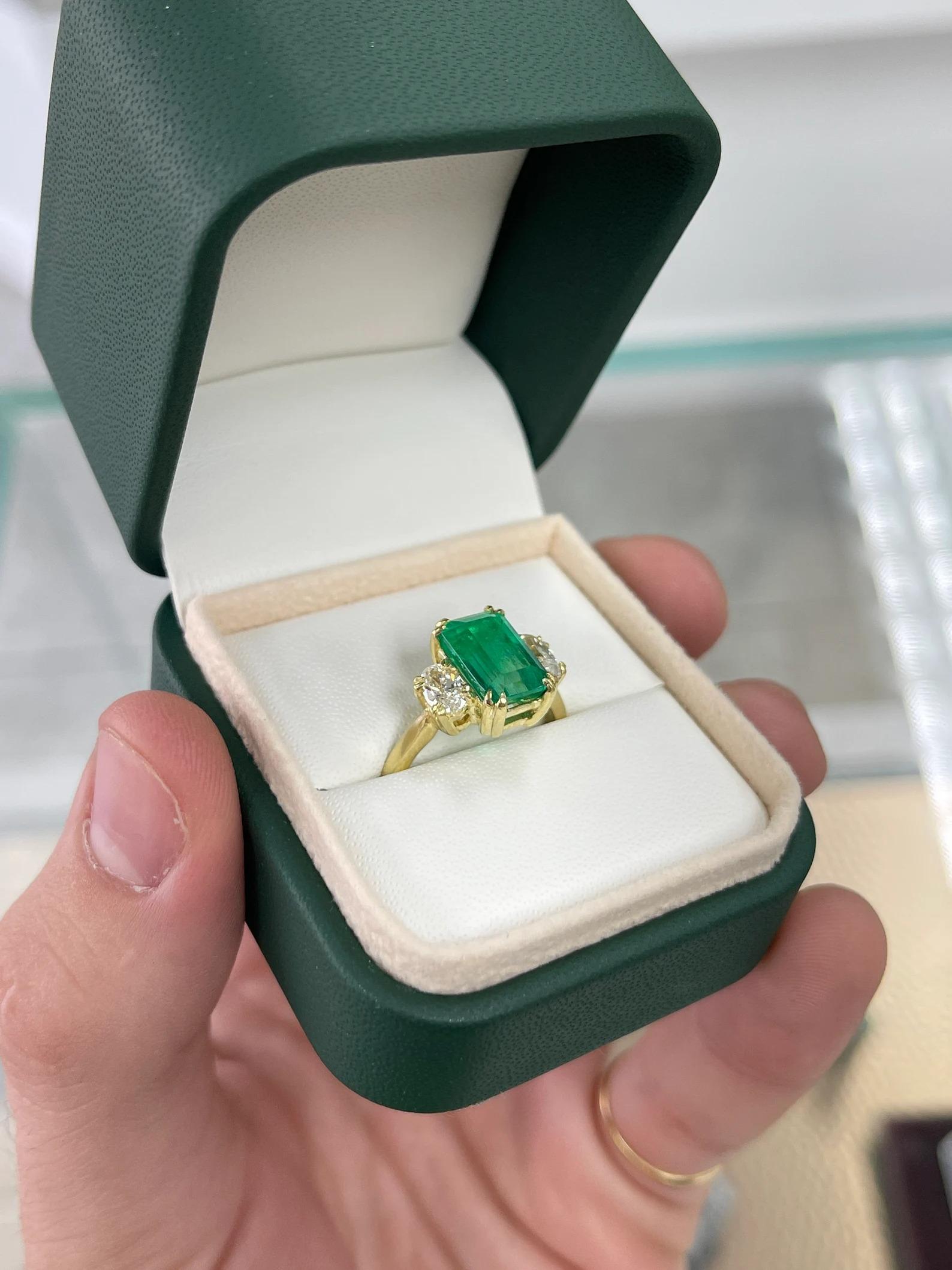 4,16tcw AAA kolumbianischer Verlobungsring mit kolumbianischem Smaragd-Emerald-Schliff & Diamant im Ovalschliff 18K im Angebot 1