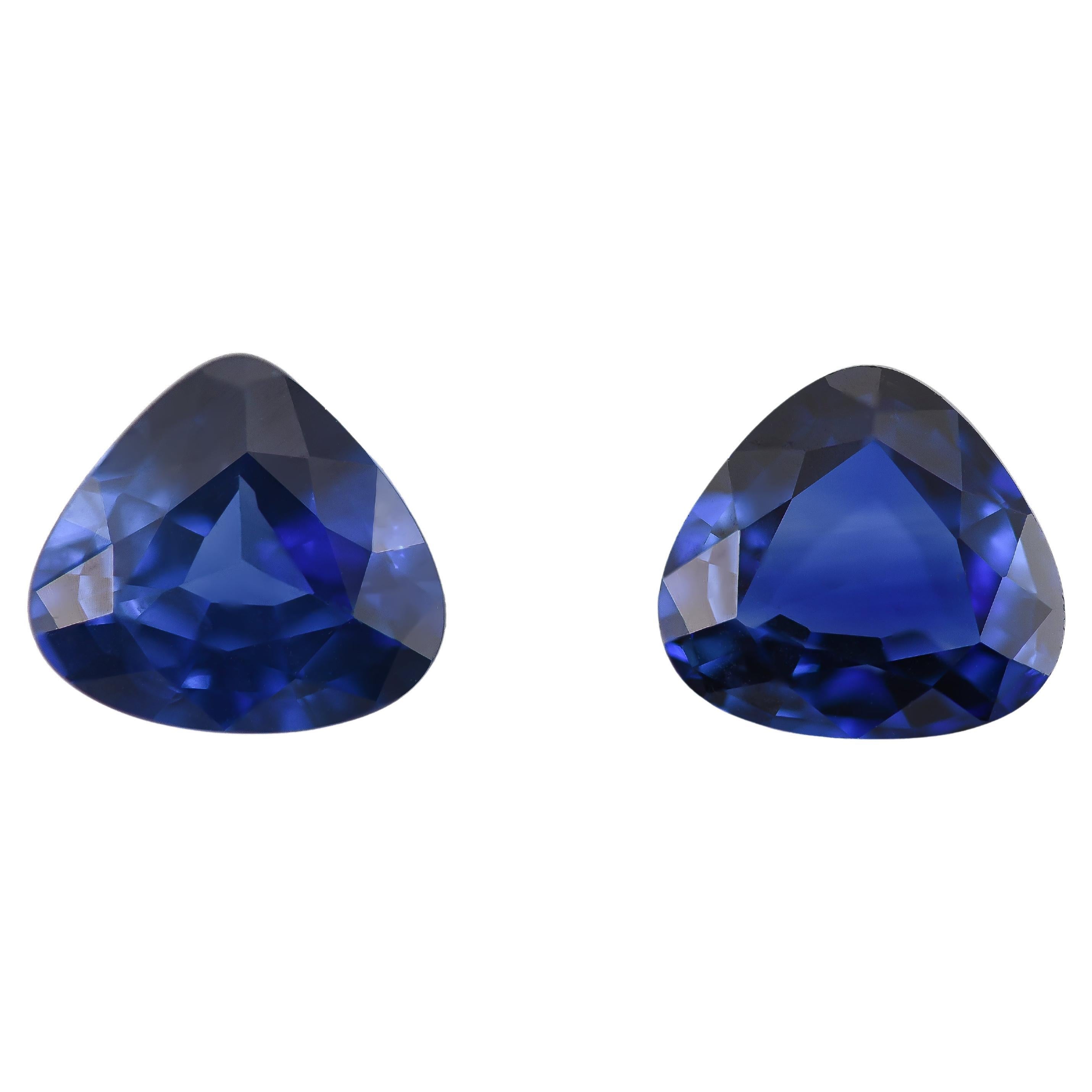 4.17 Сarats Blue Sapphire Pair with GIA Report For Sale