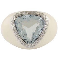 4.17 Carat Aquamarine Diamond White Gold Ring