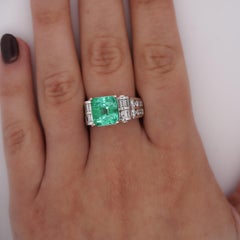 4.17 Carat Colombian Emerald & Diamond Unisex White Gold Ring
