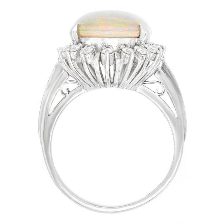 4.17 Carat Opal and Diamond-Set Platinum Ring For Sale 5