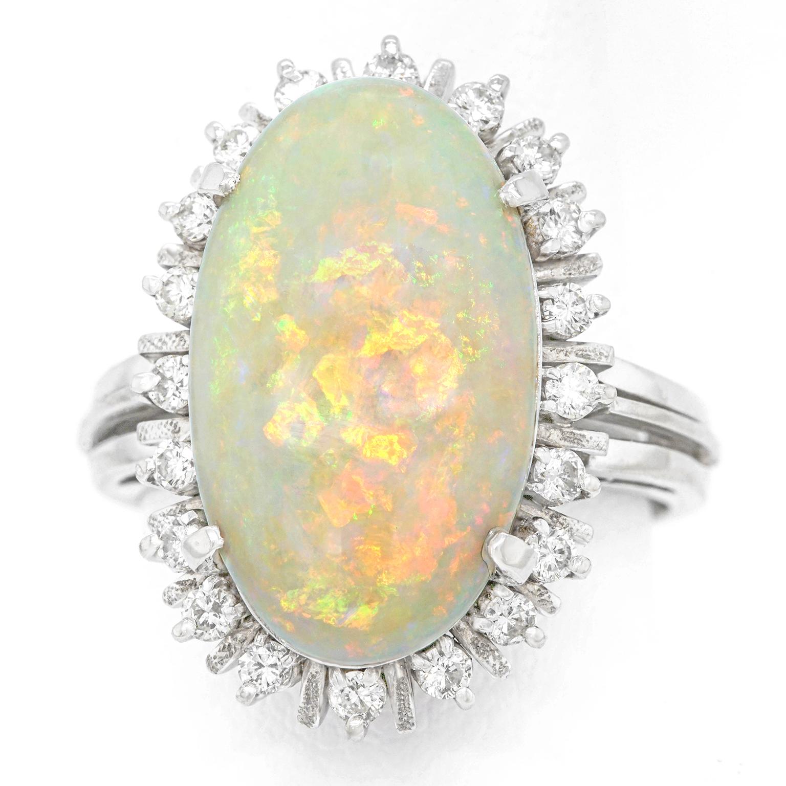 4.17 Carat Opal and Diamond-Set Platinum Ring 3