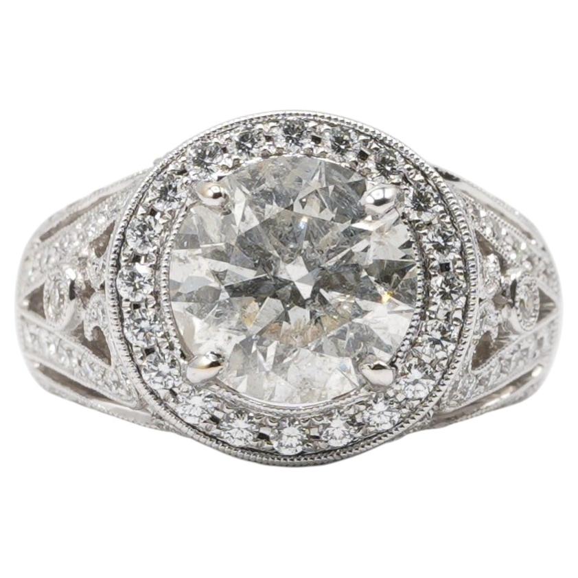 4.17 Carat Round Brilliant Diamond Engagement Ring with 2.30ctw Side Stones