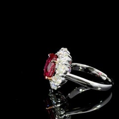 4.17 Carat Ruby and Diamond 18 Karat Gold Cluster Ring