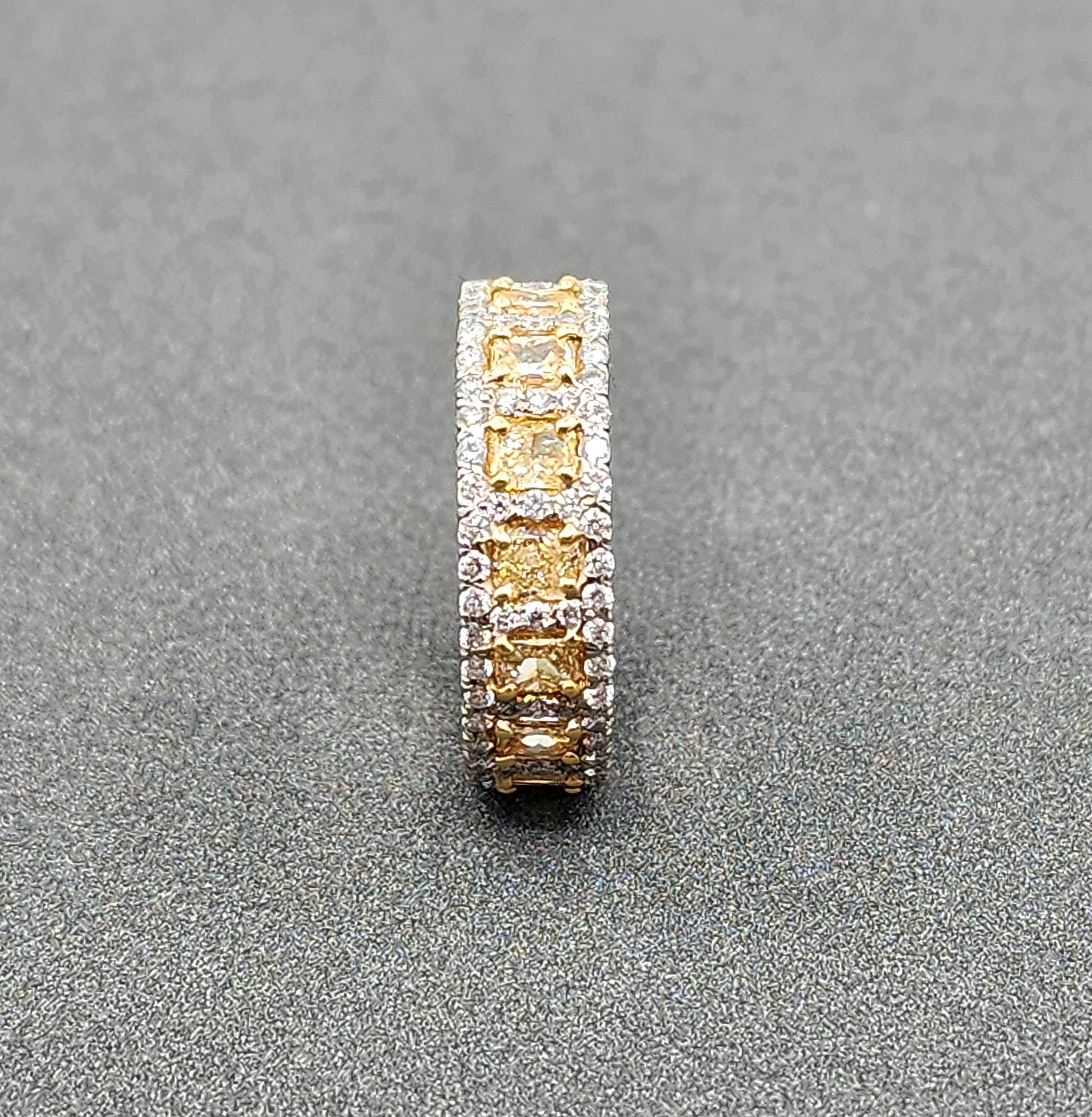 4.17 ct Natural Yellow Diamond Eternity Band For Sale 2