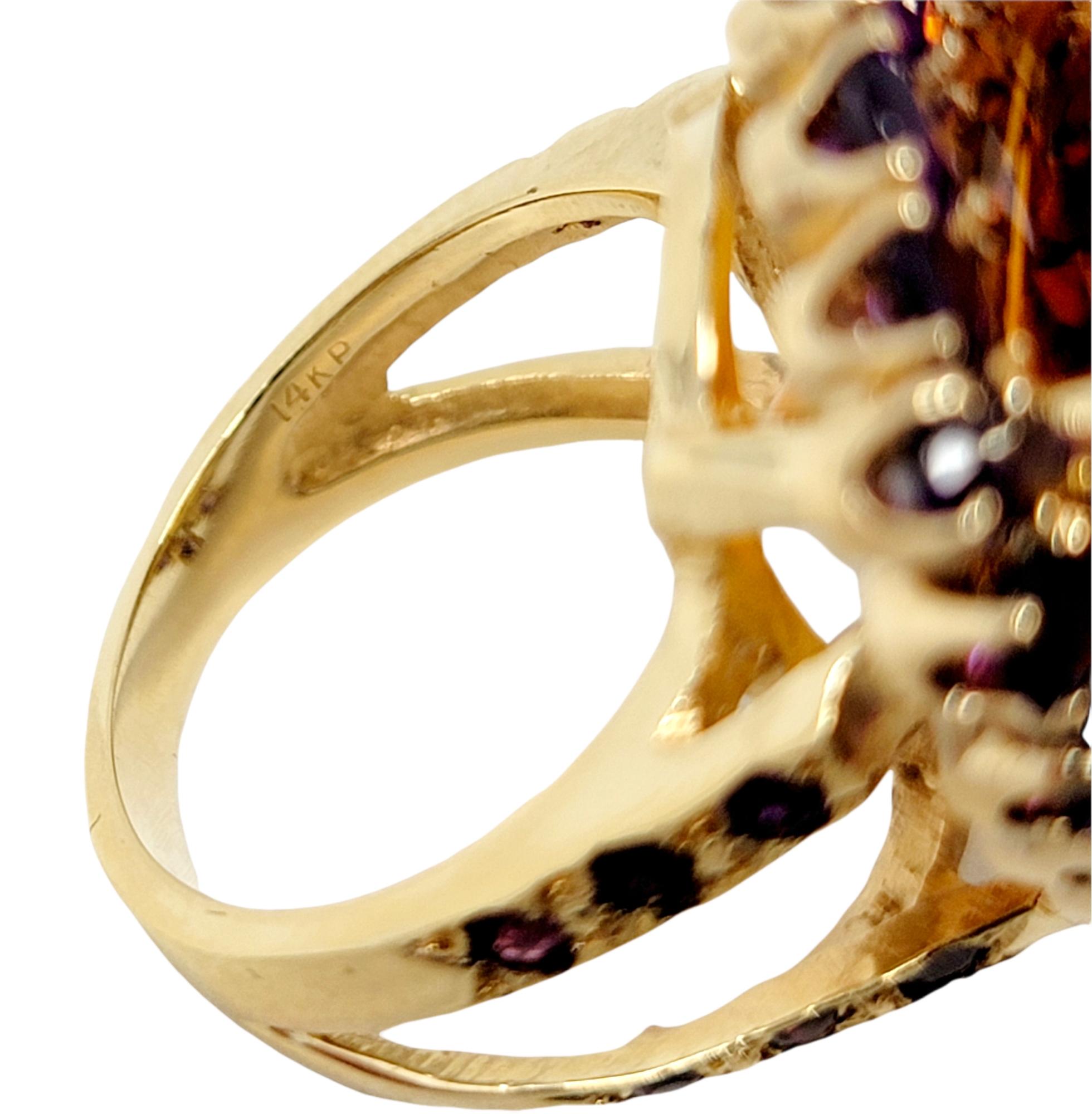 41.77 Carat Citrine and Color-Change Sapphire Split Shank Halo Cocktail Ring  1