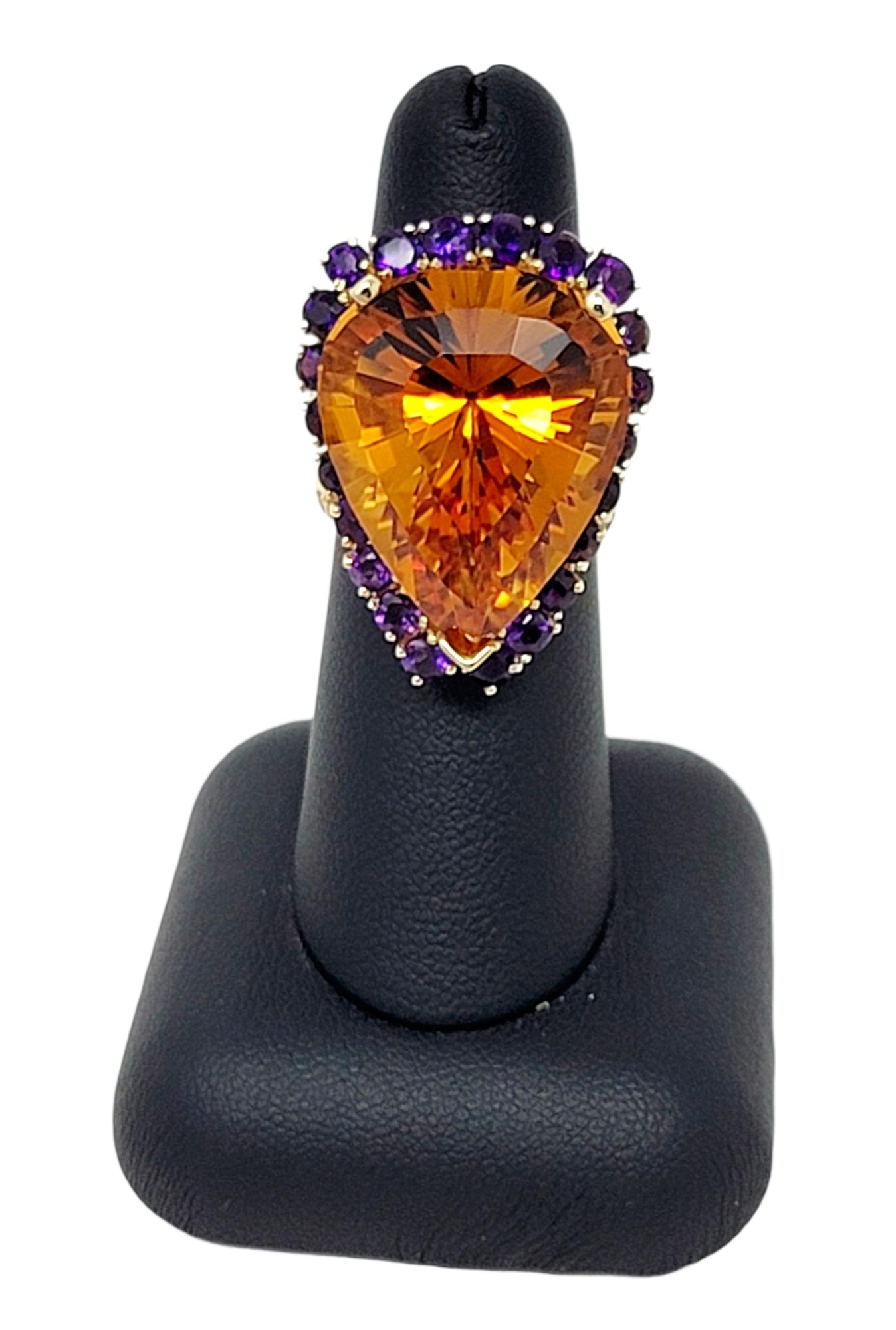 41.77 Carat Citrine and Color-Change Sapphire Split Shank Halo Cocktail Ring  2