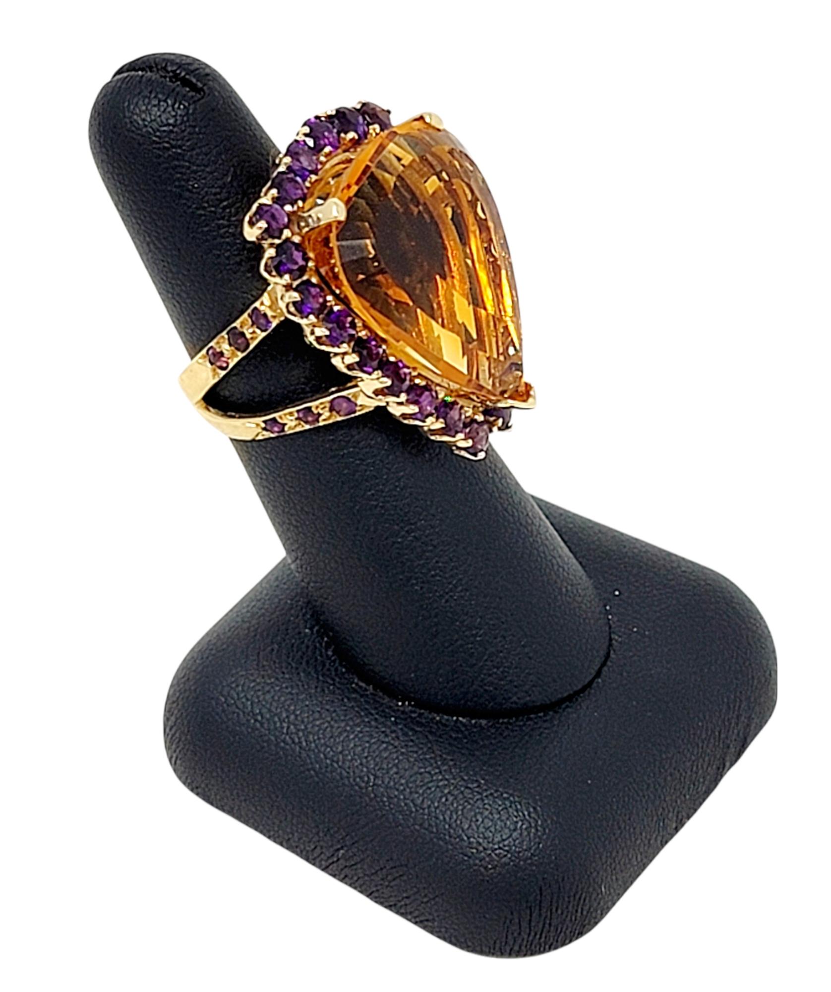 41.77 Carat Citrine and Color-Change Sapphire Split Shank Halo Cocktail Ring  3