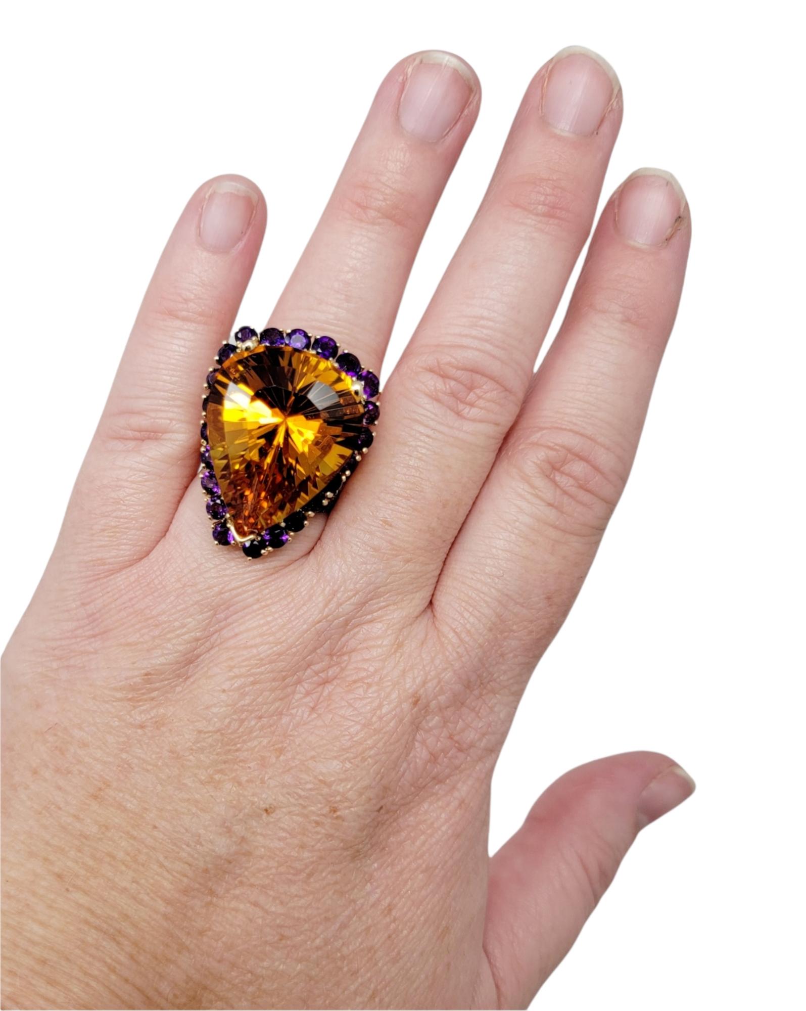 41.77 Carat Citrine and Color-Change Sapphire Split Shank Halo Cocktail Ring  4