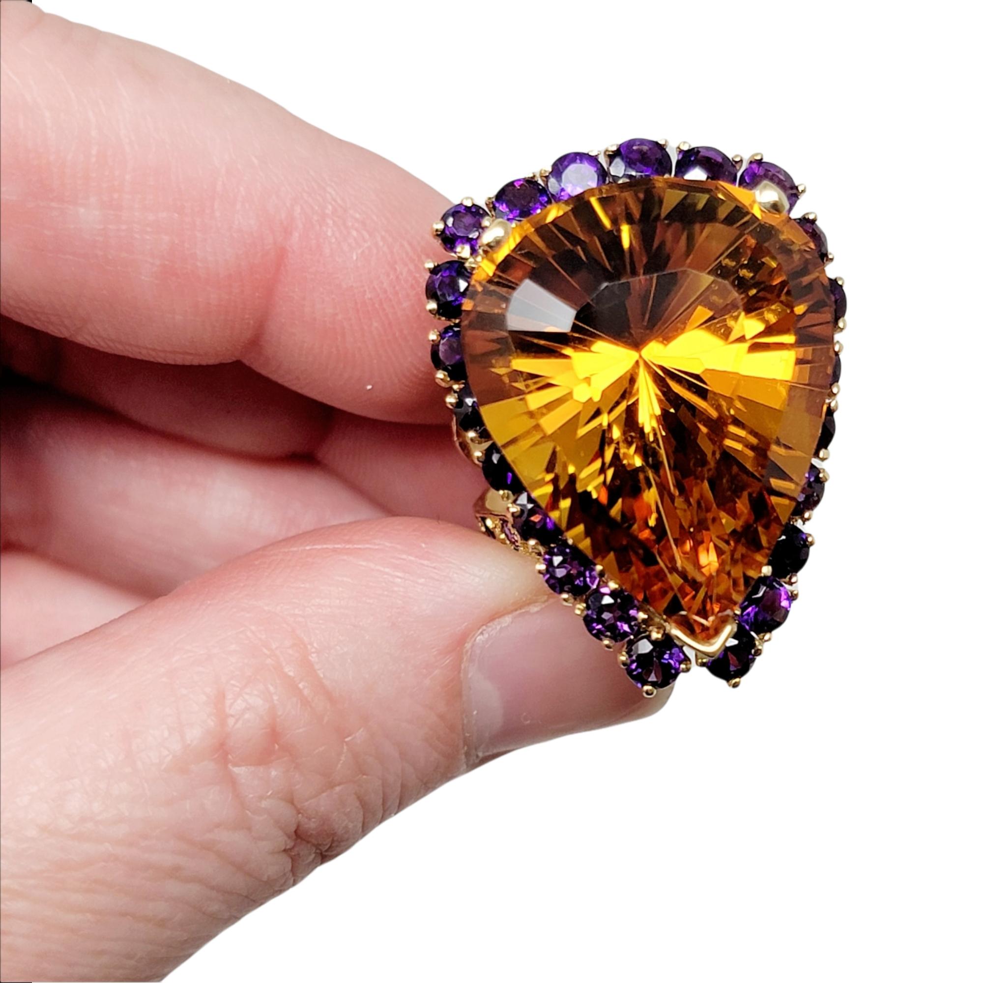 41.77 Carat Citrine and Color-Change Sapphire Split Shank Halo Cocktail Ring  7