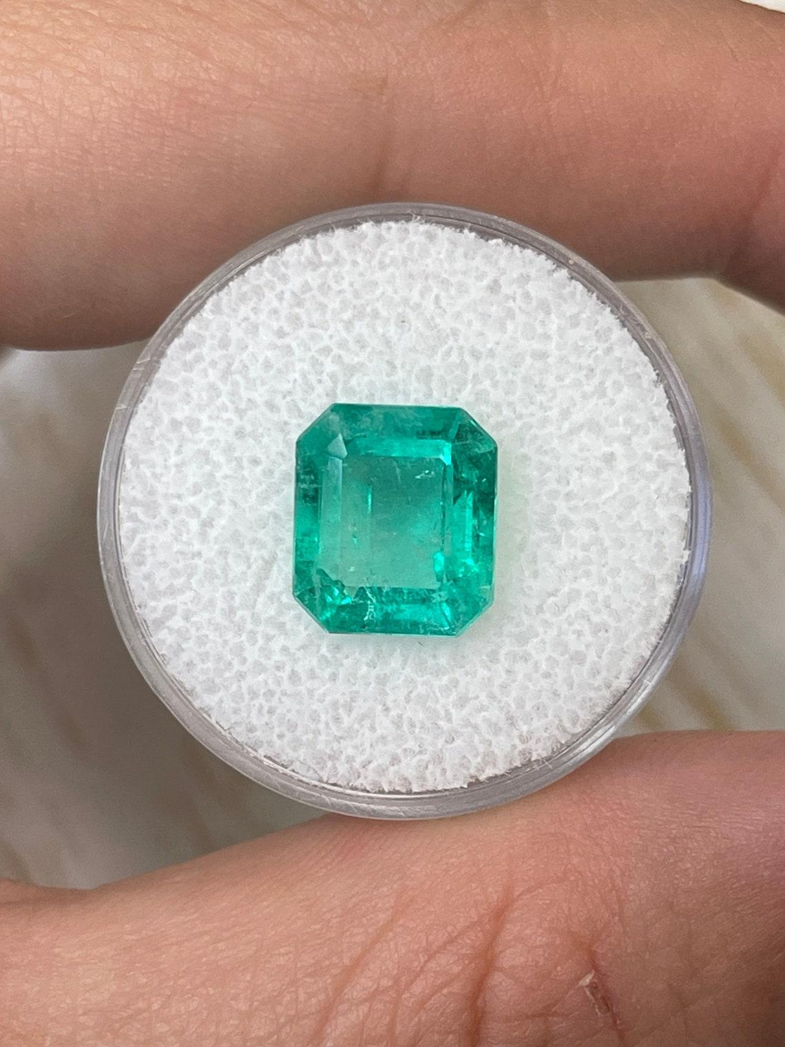 Stone: Emerald
Weight: 4.17-carats
Shape: Emerald Cut
Clarity: Transparent
Luster: Very Good
Color: Bluish Green
Measurements: 10.78mm x 9.42mm x 5.96mm
Geographic Origin: Colombia
Treatment: Natural, Oiling

Comments: Due to their growth conditions