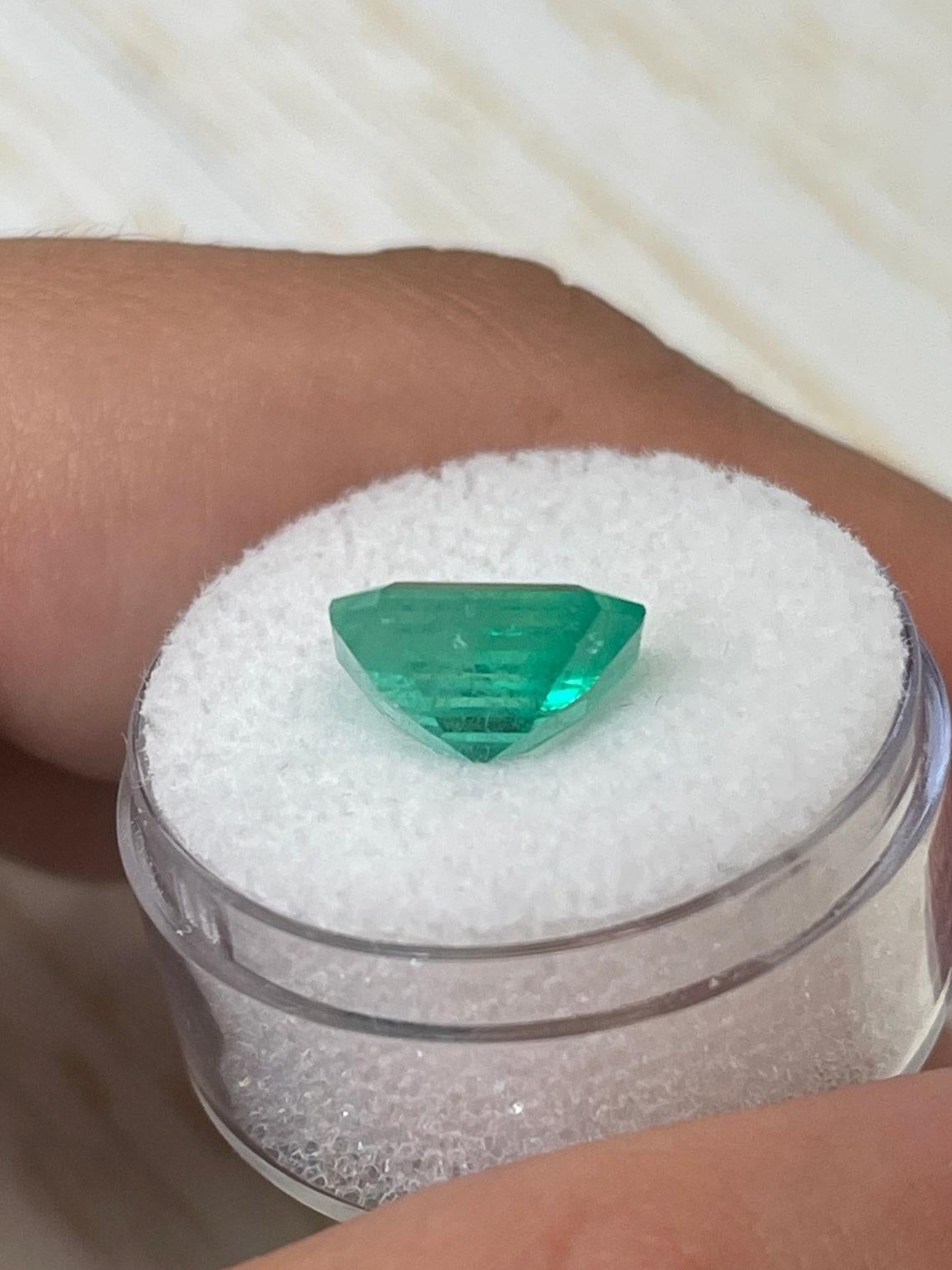 4.17ct Bluish Green Colombian Emerald 11x9mm Classic Cut Genuine May Birthstone For Sale 1