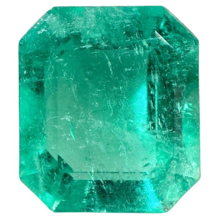 4.17ct Bluish Green Colombian Emerald 11x9mm Classic Cut Genuine May Birthstone