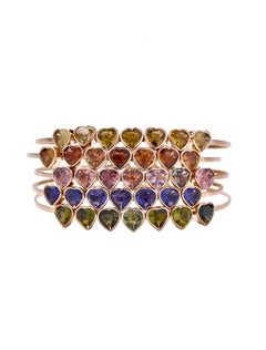 Bracelet jonc en or rose 18 carats avec cœurs en tourmaline verte de 4,17 carats