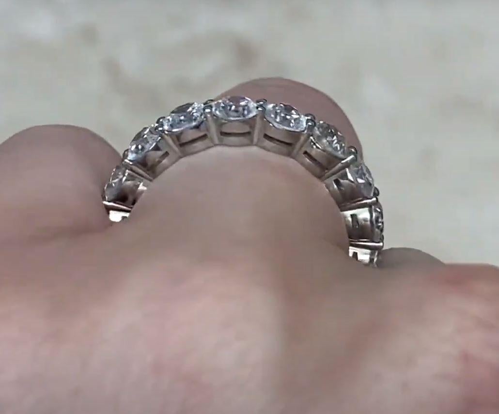 4.17ct Old European Cut Diamond Band Ring, I-J Color, Platinum For Sale 3
