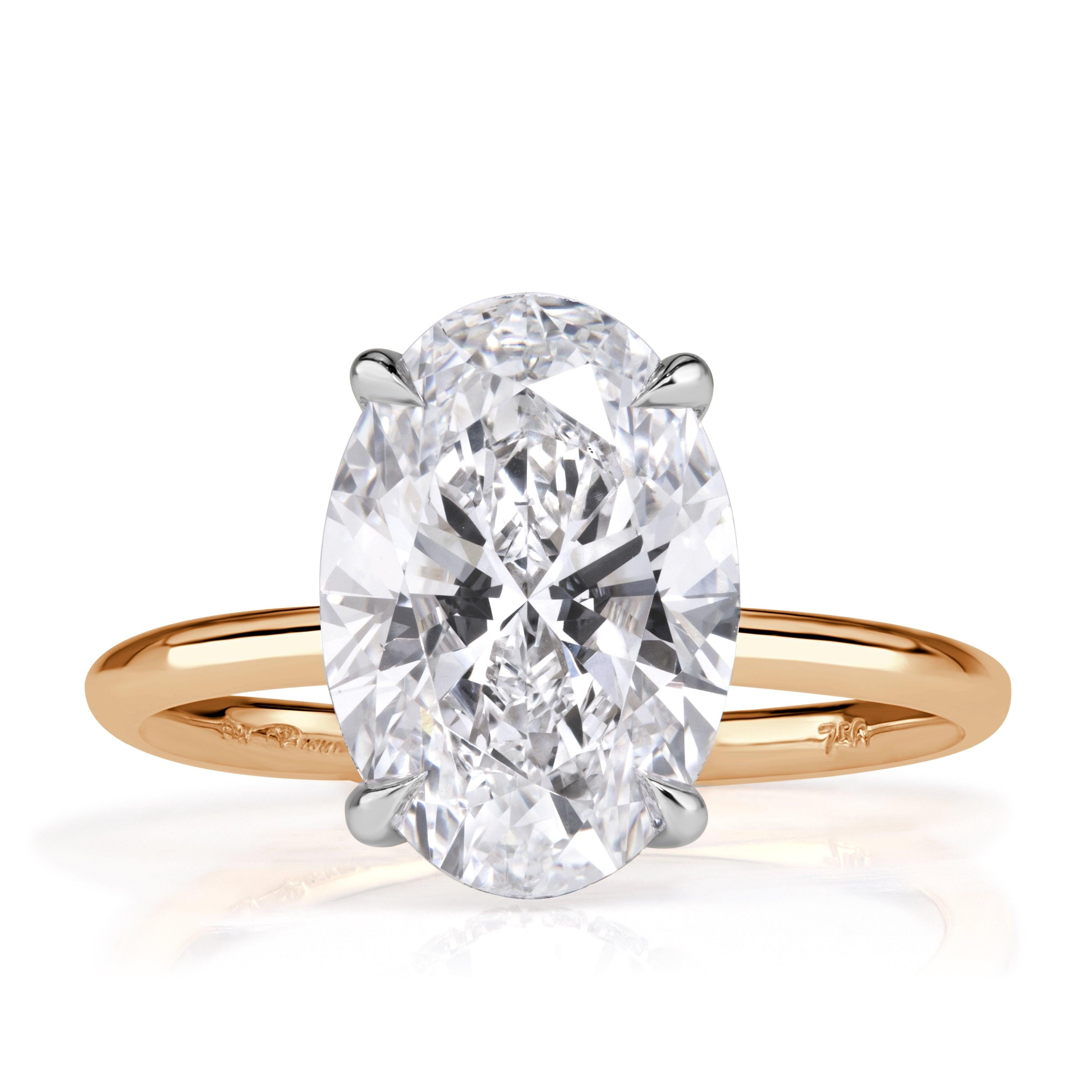 4.17ct Oval Cut Lab Grown Diamond Engagement Ring For Sale