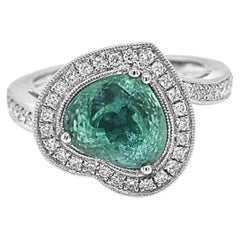 4.17ct Vivid Neon Blue-Green Natural Paraiba Tourmaline RING 18K Gold