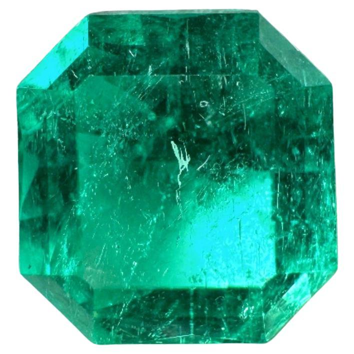4.18 Carat 10x9.5 Vibrant Colombian Emerald - Asscher Cut Muzo Green May
