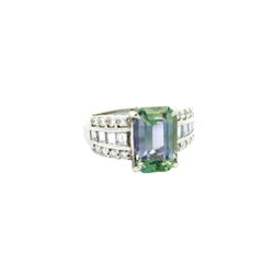 4.18 Carat Bi-color Tanzanite Diamond Platinum Ring