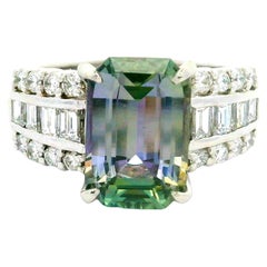 4.18 Carat Bi-color Tanzanite Diamond Platinum Ring