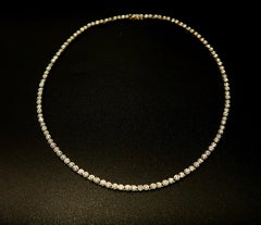 4.18 Carat Diamond 18 Karat Yellow Gold Roller Chain Tennis Necklace