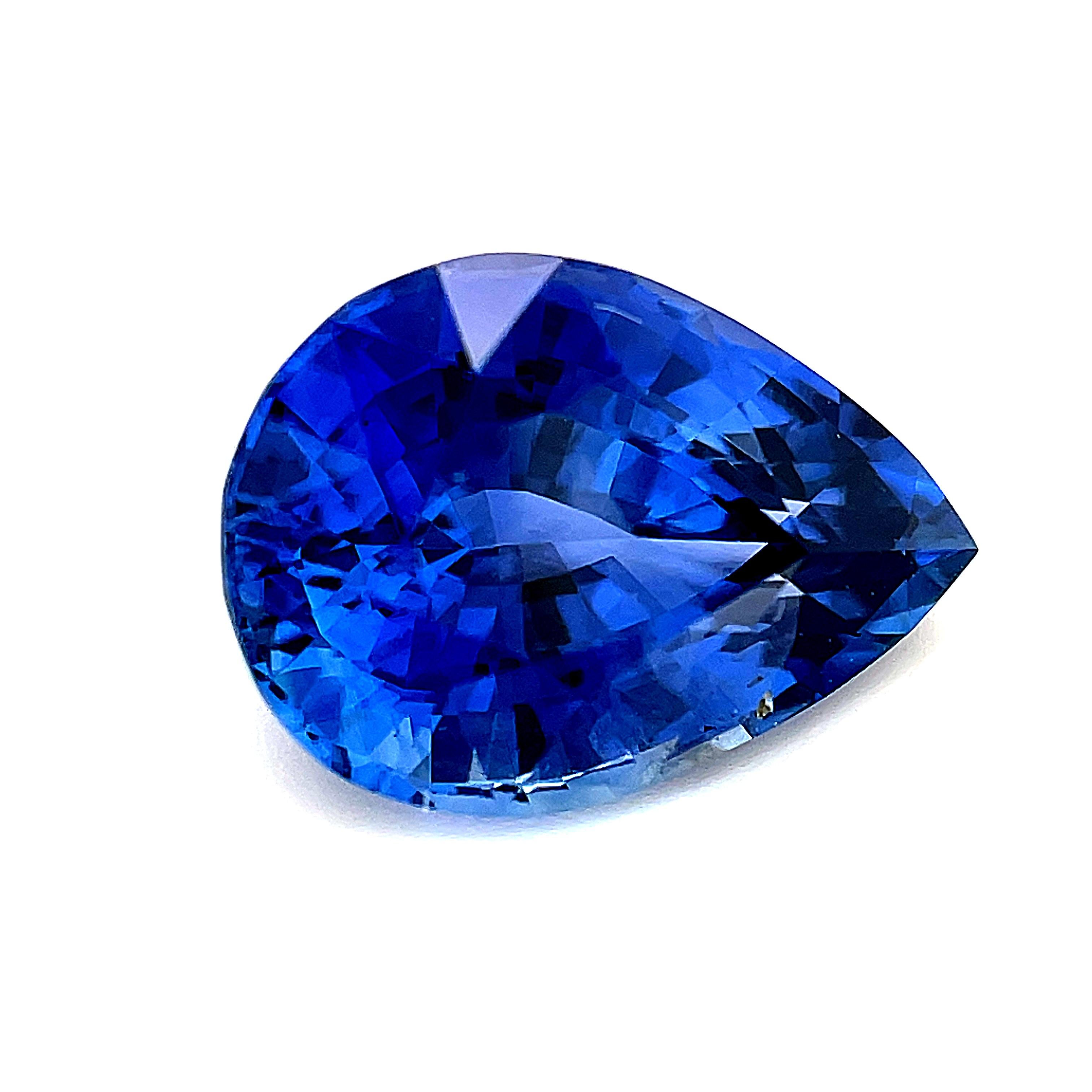 Artisan 4.18 Carat Unheated Natural Blue Sapphire Pear, Loose Gemstone, GIA Certified For Sale