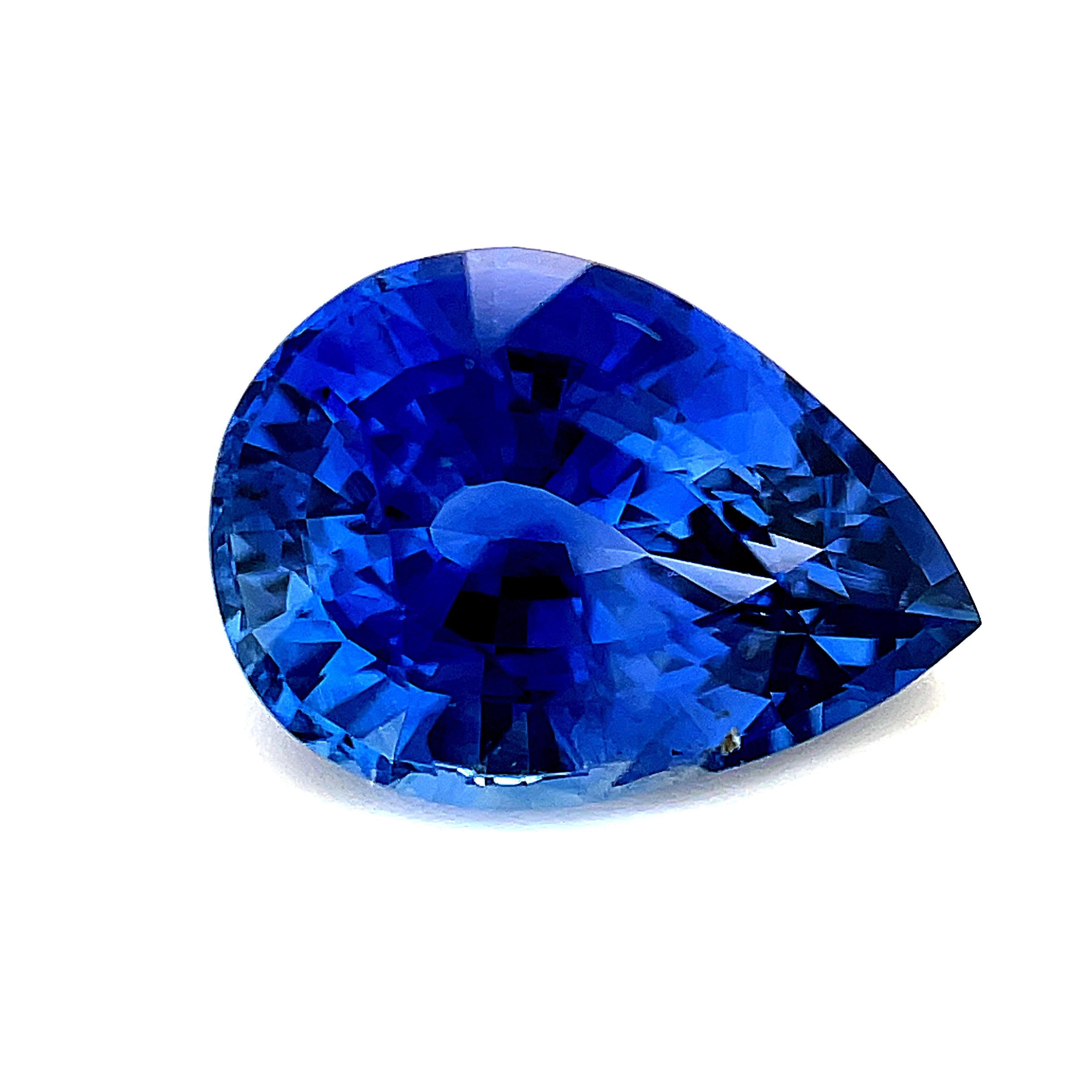 Pear Cut 4.18 Carat Unheated Blue Sapphire Pear, Loose Gemstone, GIA Certified - RP