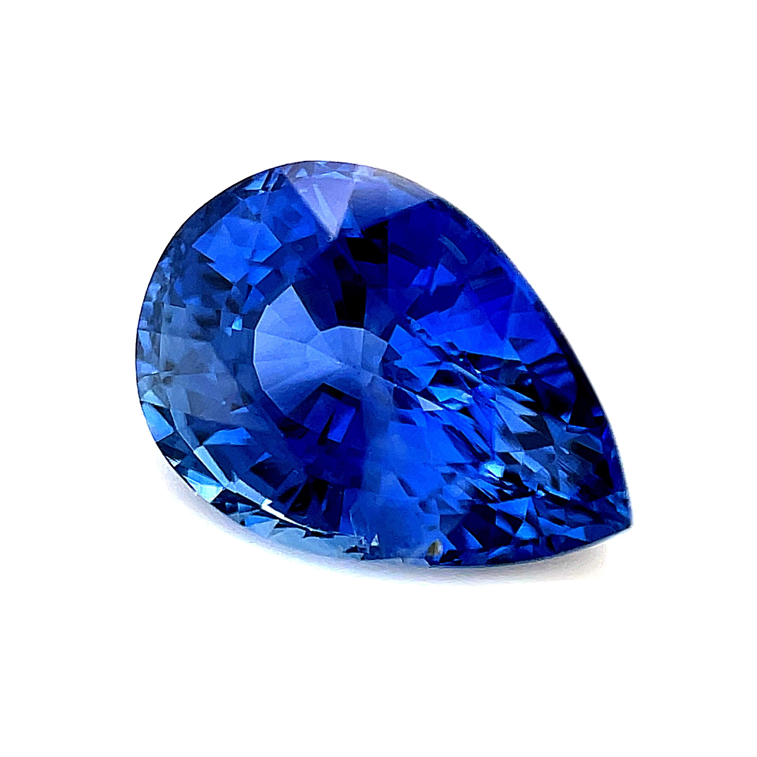 4.18 Carat Unheated Natural Blue Sapphire Pear, Loose Gemstone, GIA Certified In New Condition For Sale In Los Angeles, CA