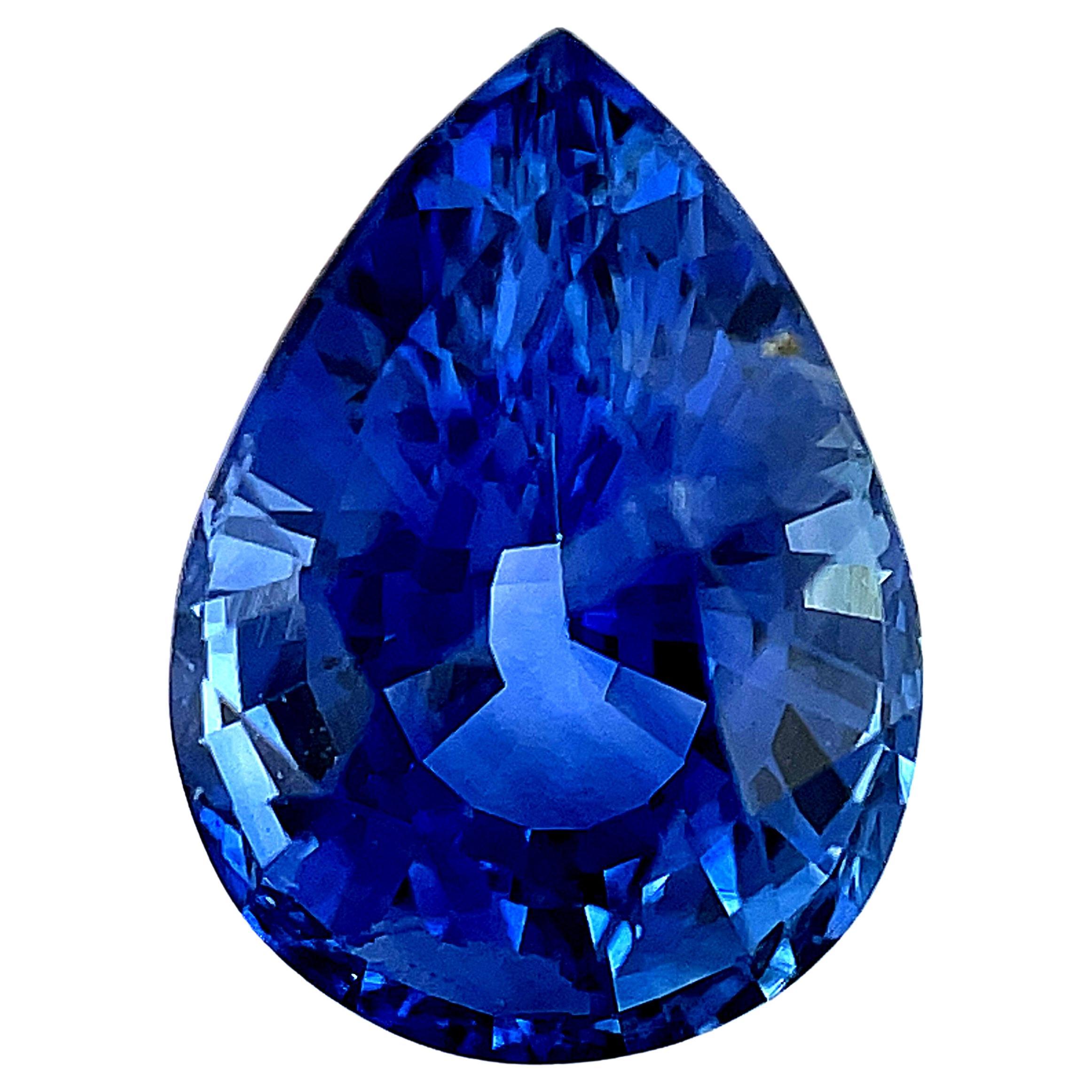 4.18 Carat Unheated Natural Blue Sapphire Pear, Loose Gemstone, GIA Certified