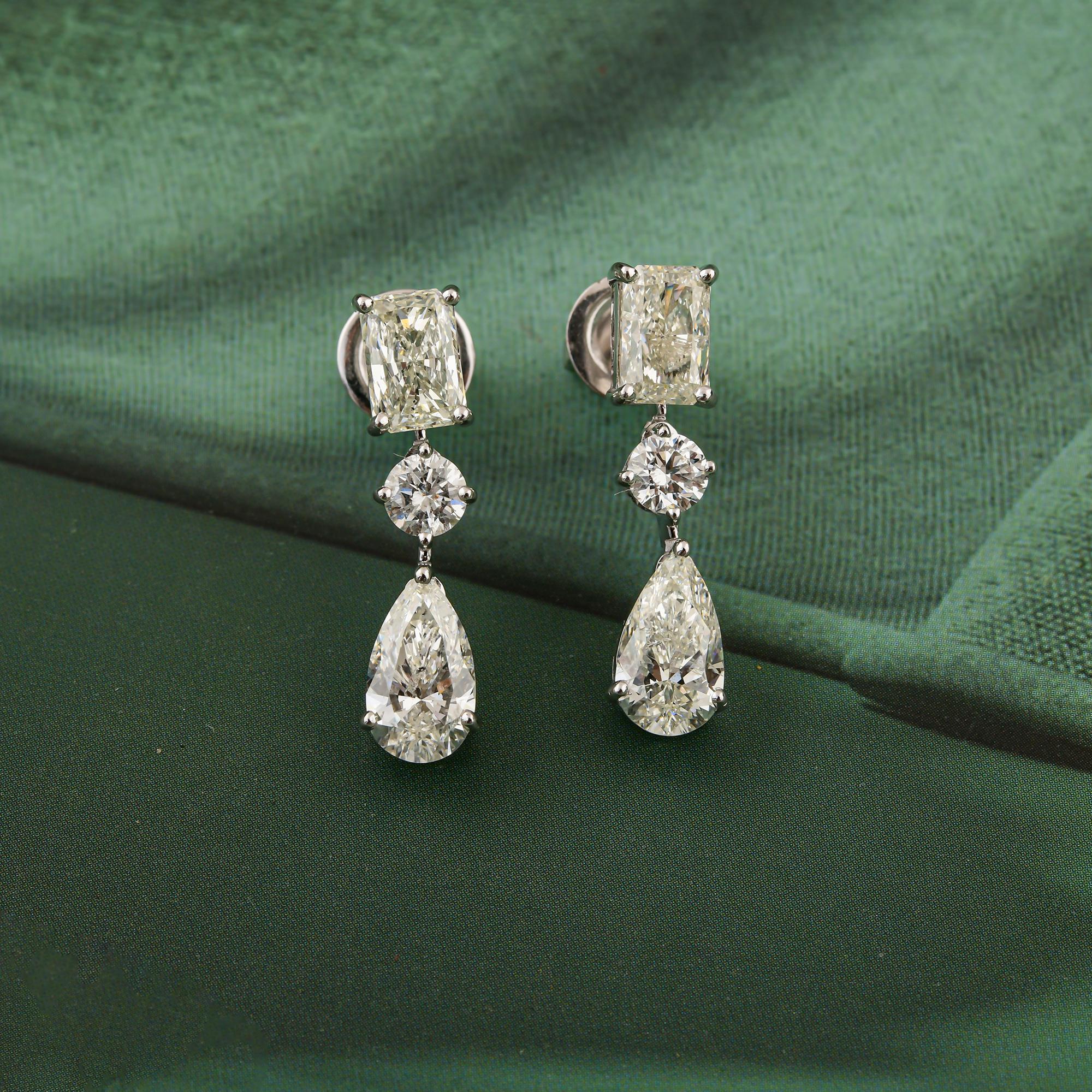 4.18 Carat Mixed Shape Diamond Drop Earrings 18k White Gold All Tariffs Paid Corte mixto en venta