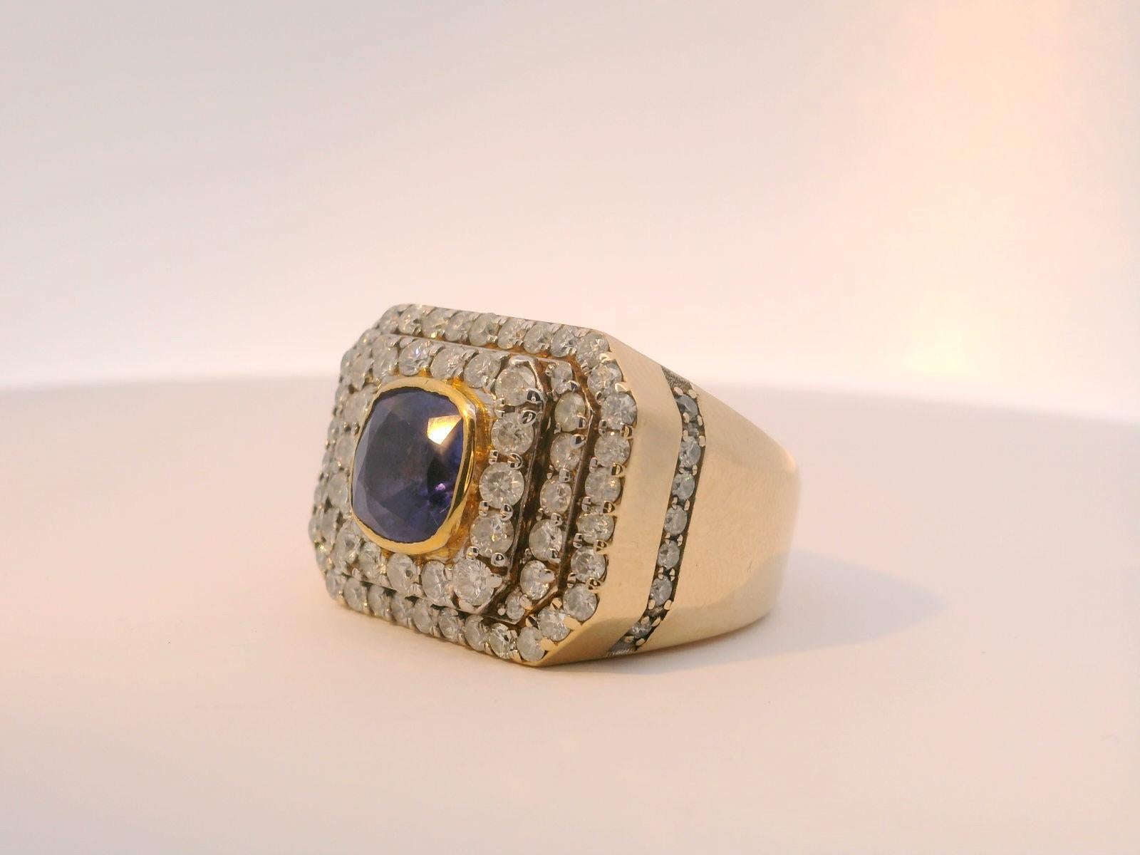 Cluster-Ring mit 4,18 Karat natürlichem Ceylon-Saphir und Diamant im Angebot 9