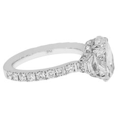 4.18 Carat Oval Diamond Ring Brilliant White 18K White Gold Effortless Elegance