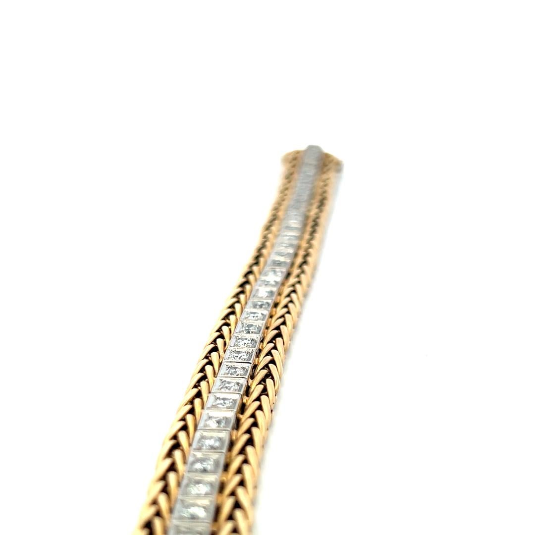 4.18 Carat Round Brilliant Diamond 14K Two Tone Gold/Platinum Tennis Bracelet 1