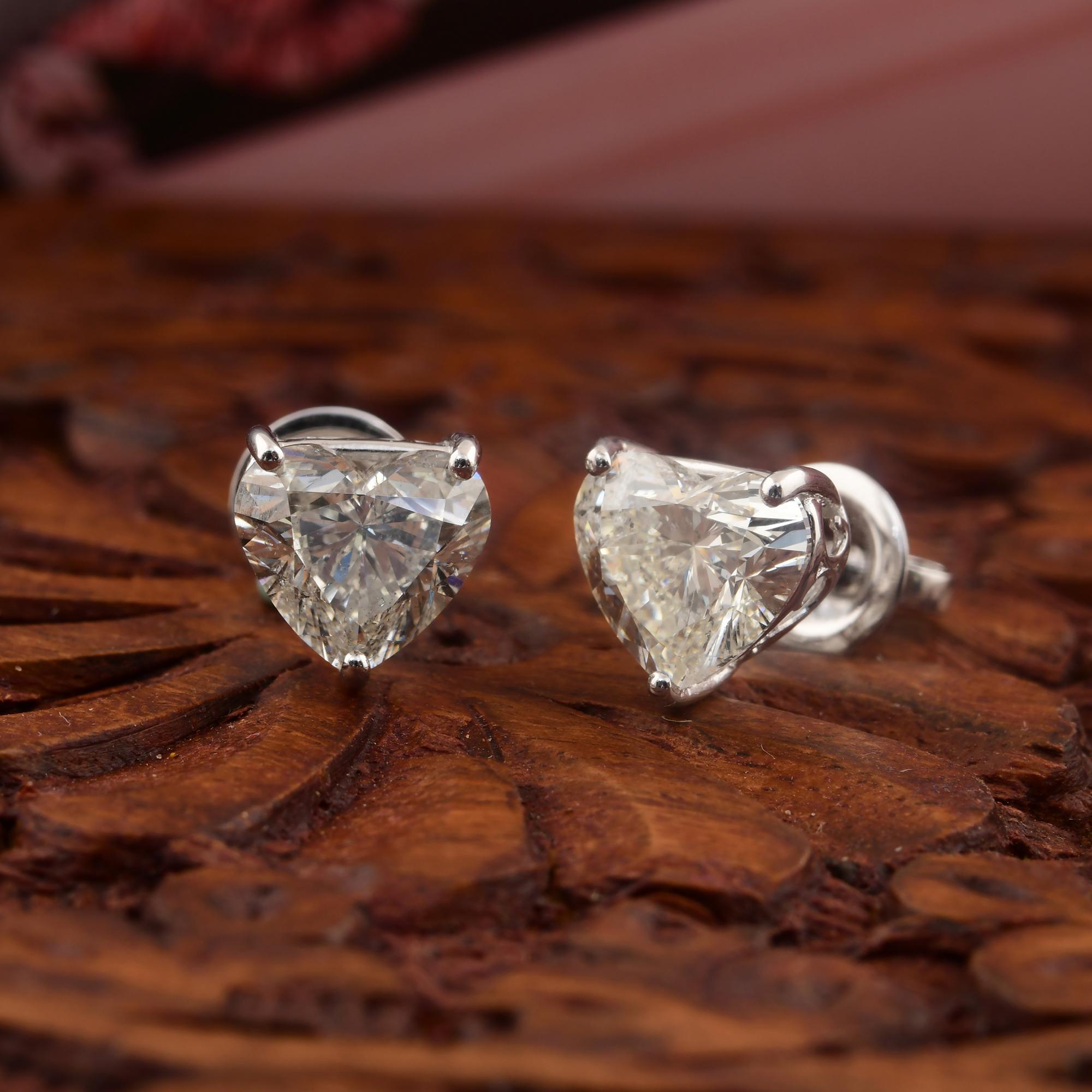 4,18 Karat SI Reinheit HI Farbe Herz Diamant-Ohrstecker 14 Karat Weißgold (Herzschliff) im Angebot