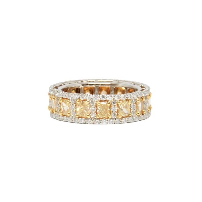 4.17 ct Natural Yellow Diamond Eternity Band For Sale 2