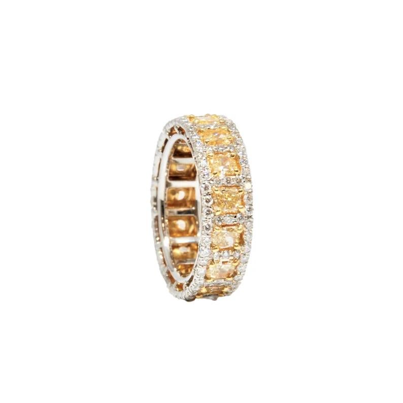 4.17 ct Natural Yellow Diamond Eternity Band For Sale 2