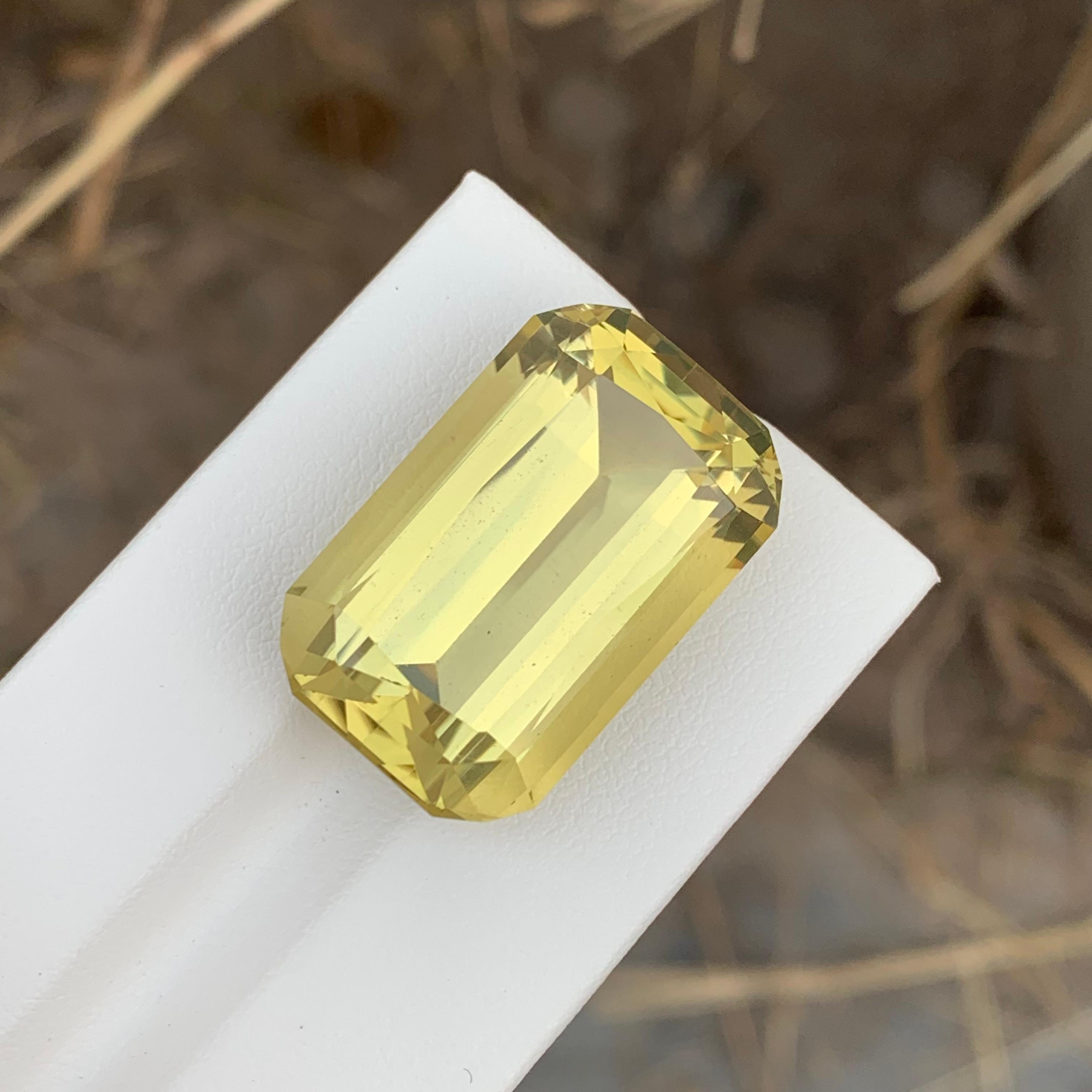 41.85 Carats Natural Loose Emerald Shape Lemon Quartz Citrine For Necklace  For Sale 3